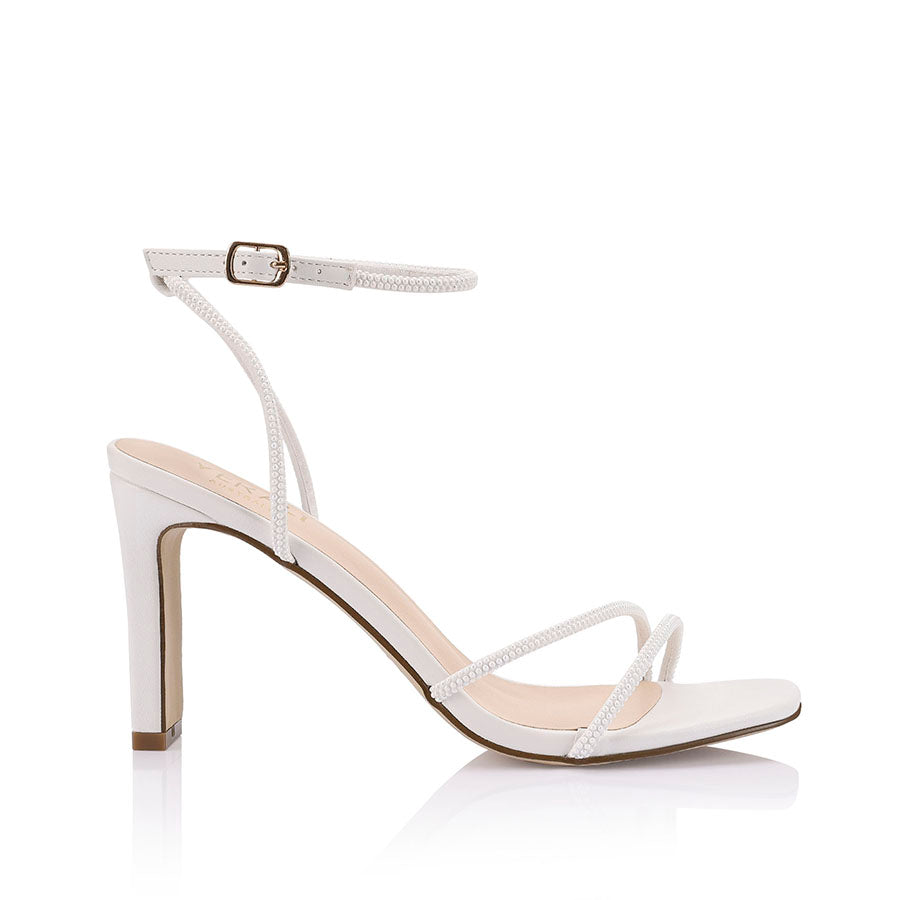 Kimmy Slim Strappy Heels White Pearl Verali Shoes