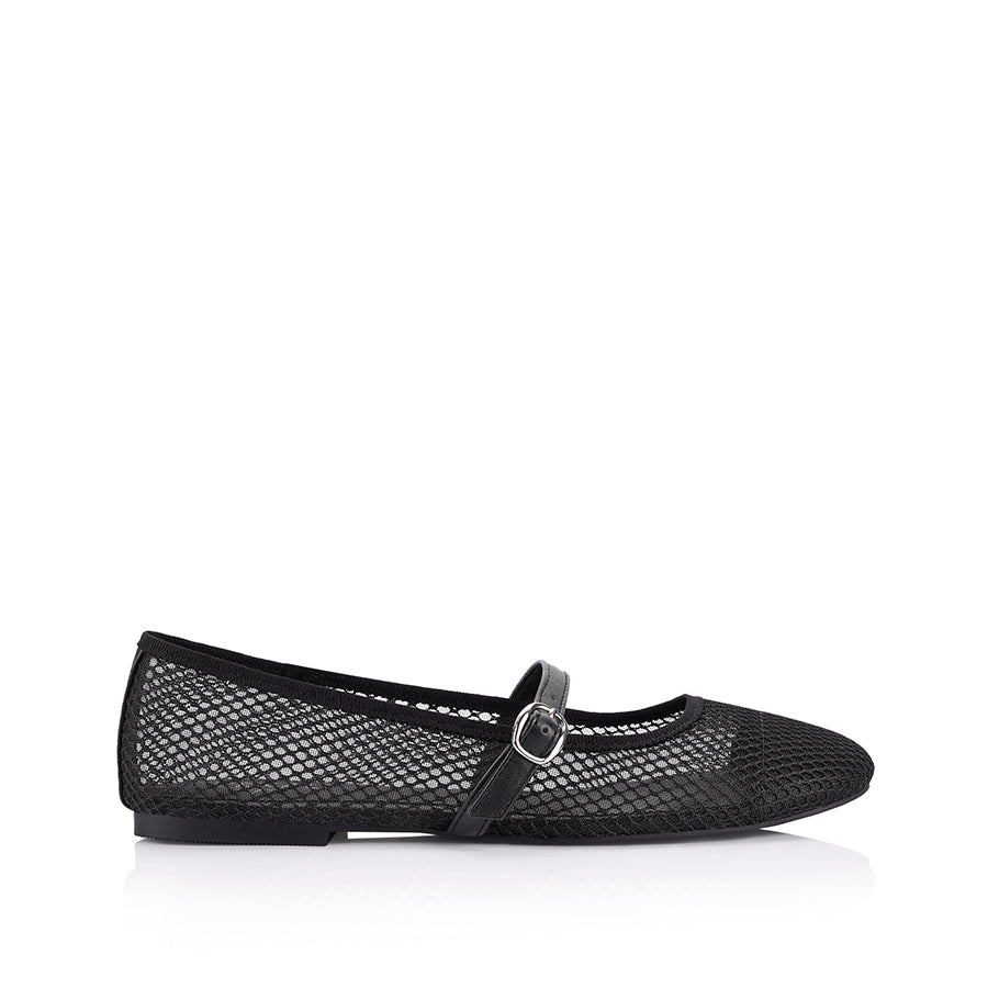 Bambam Mary-Jane Flats - Black Mesh – Verali Shoes