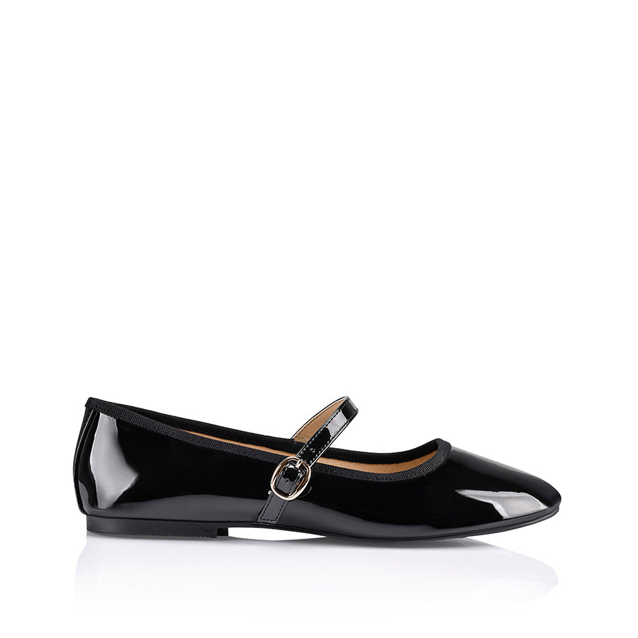 Bambi Mary-Jane Flats - Black Patent – Verali Shoes