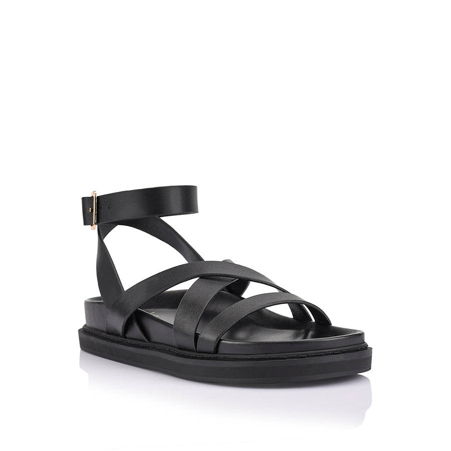 Women's black strappy footbed sandal