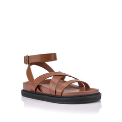 Women's brown strappy footbed sandal