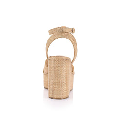 Women's natural raffia high wedge sandal