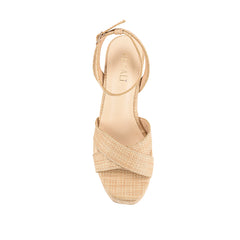 Women's natural raffia high wedge sandal