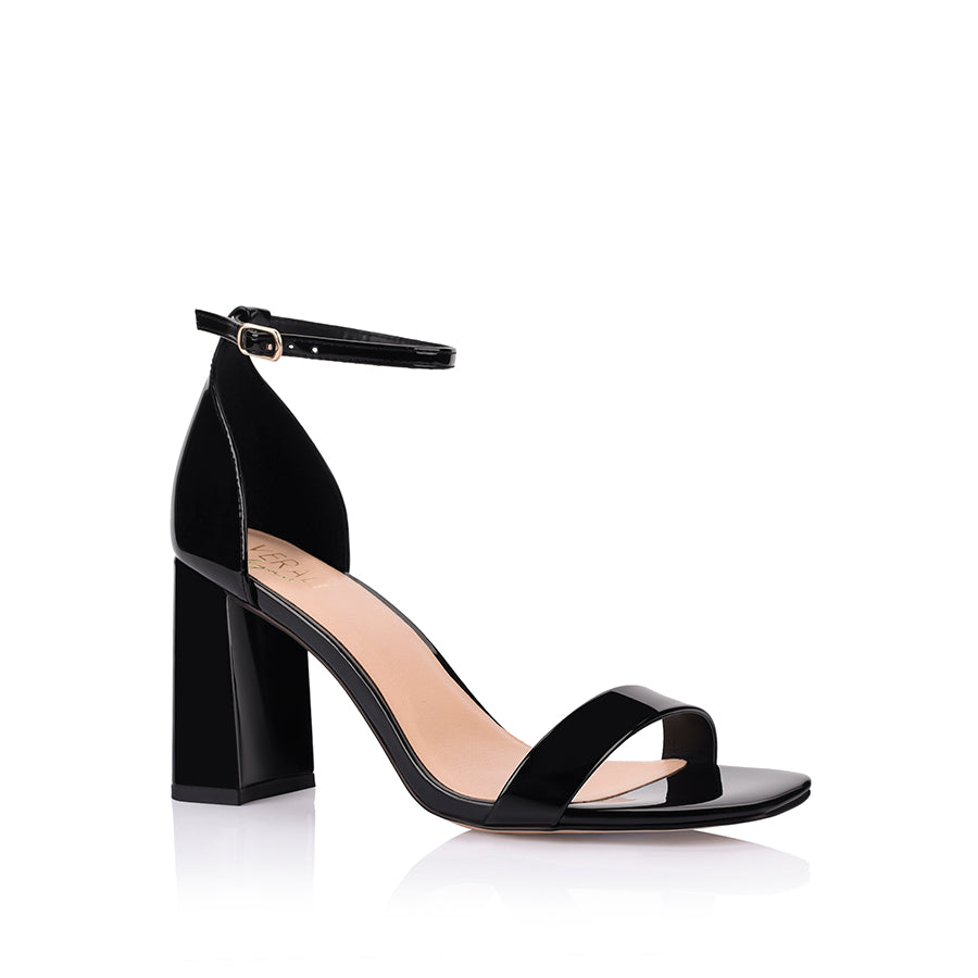 Women's Black Patent Strappy high heel 