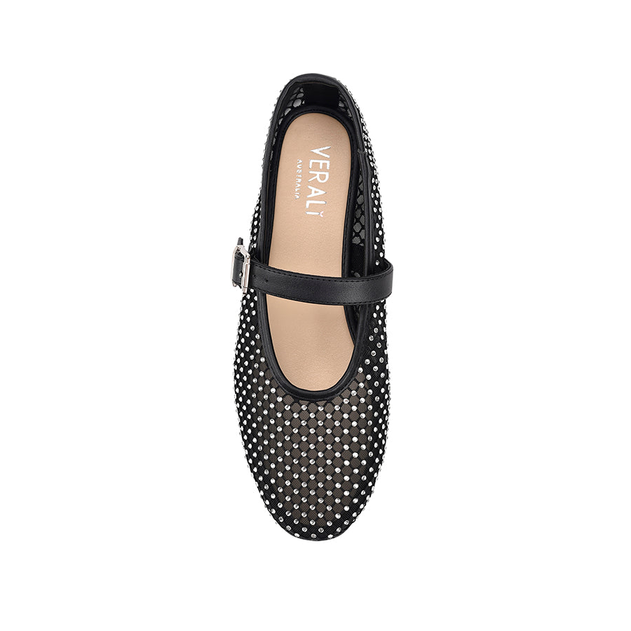 Damsel Diamante Mary Jane Flat Black Verali Shoes