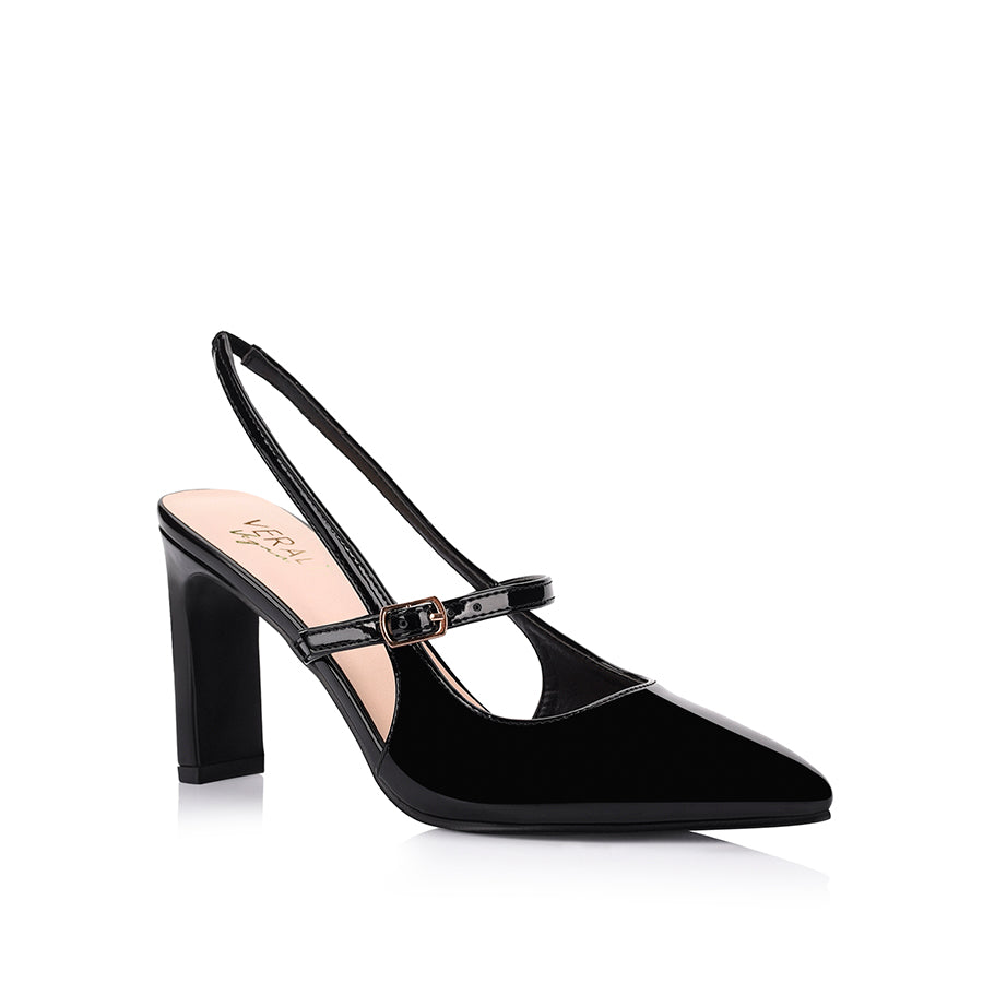 Women's black patent slingback high heel
