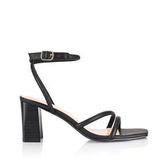 Women's black strappy block heel