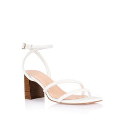 Women's white strappy block heel with stacked heel