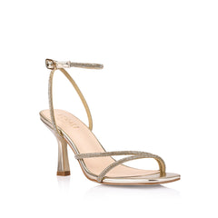 Women's champagne metallic high heel with diamonte straps