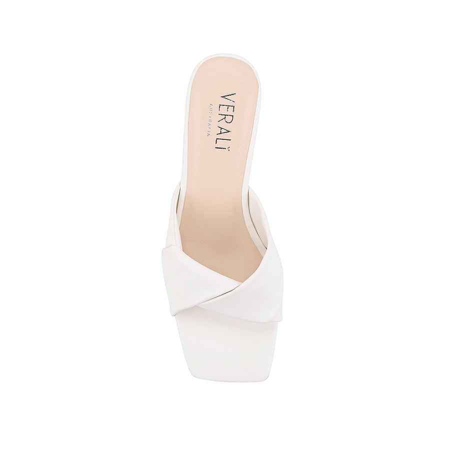 Women's chalk white block heel mule