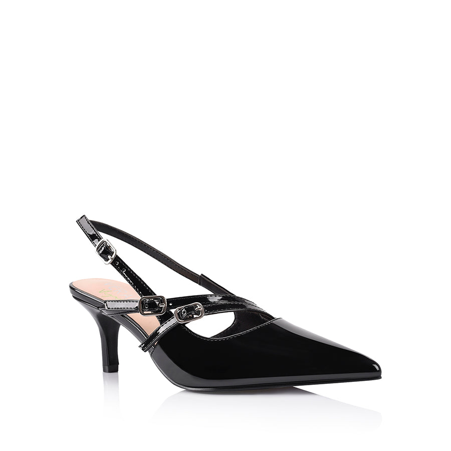 Black patent leather kitten heels on sale