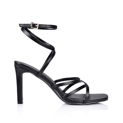 Suva rhinestone strappy heels black | Trendy Shoes - Lush Fashion Lounge